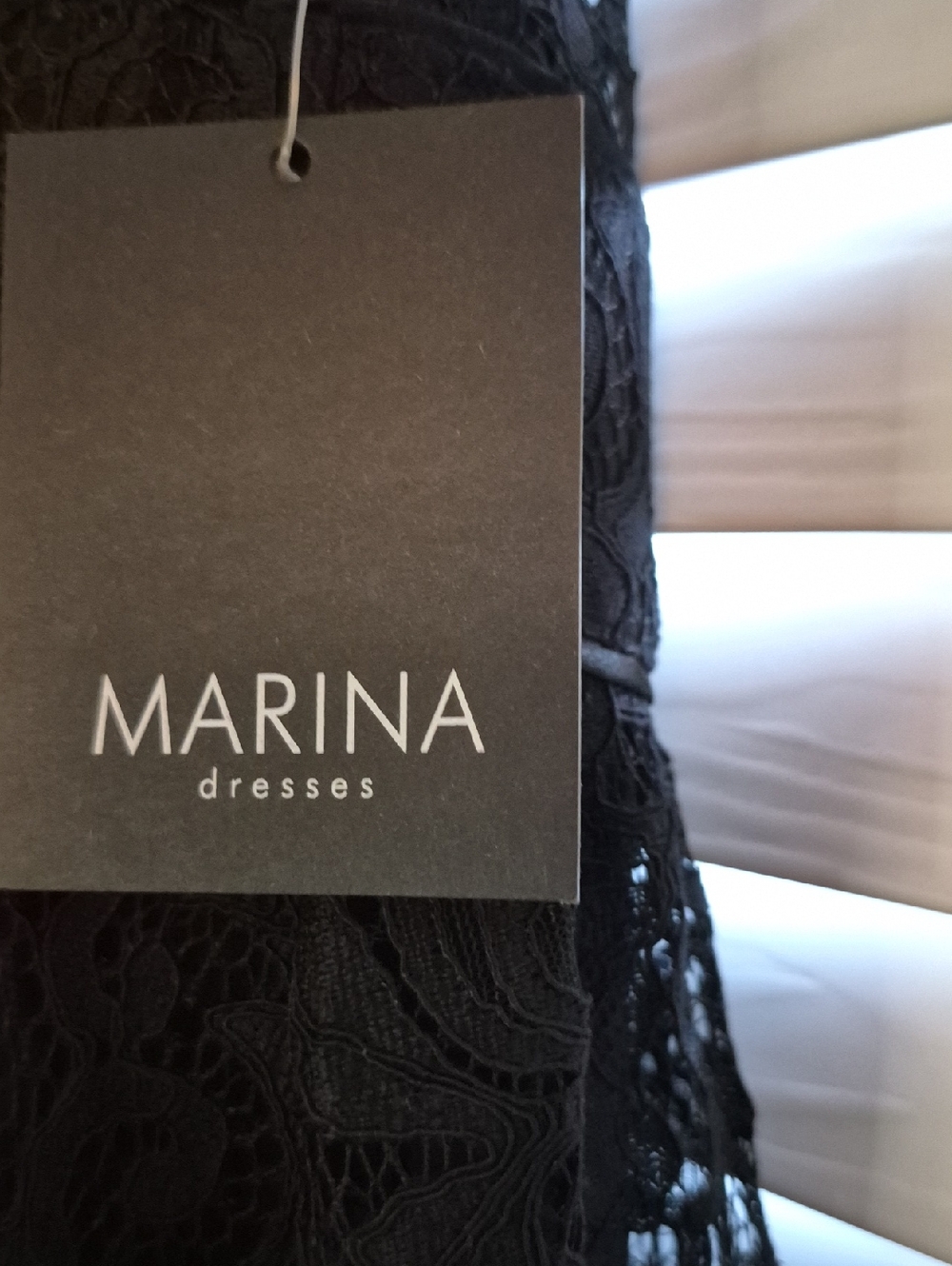 MARINA Black Lace Overlay Dress